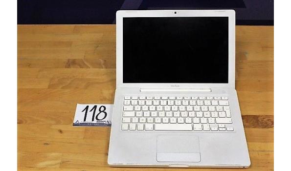 laptop APPLE, MacBook A1181, zonder lader, paswoord niet gekend, werking niet gekend